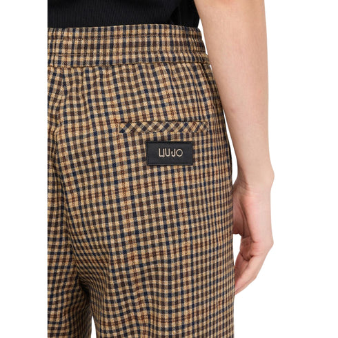 Pantalone Donna flare a quadretti dettaglio retro